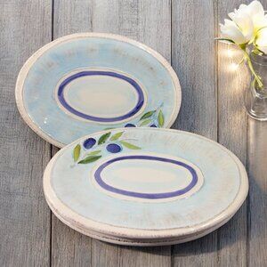 Crate & Barrel Gianna Lucia Olive Oval Dish Plate Tray Set 3 W Original Sticker